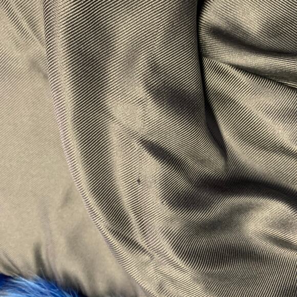 NO BRAND One Size Rare Navy Blue Black Fox Fur Hook Eye Closure Cardigan - Picture 6 of 7